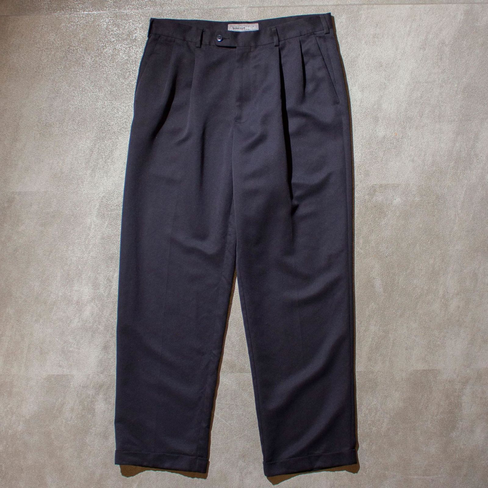 PERRY ELLIS スラックス ブラック 34/32 Perry Ellis AMERICA 00's Polyester 2tuck Slacks【34×32】 メンズ