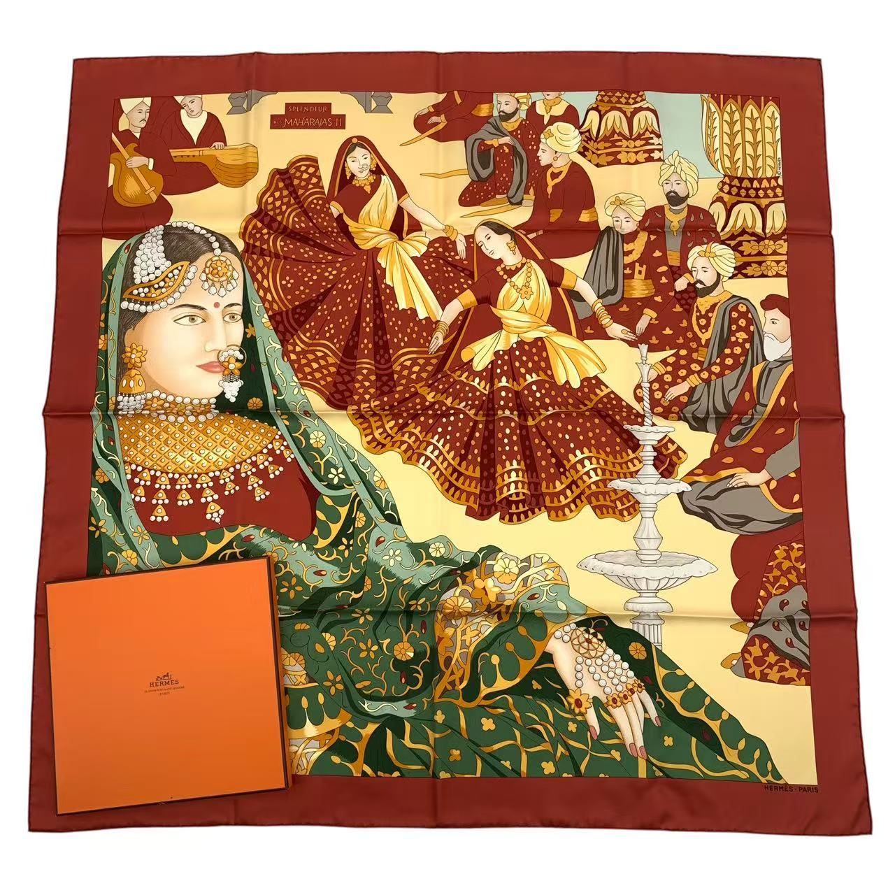 HERMÈS シルクスカーフ カレ90 カレジェアン マハラジャの装身具