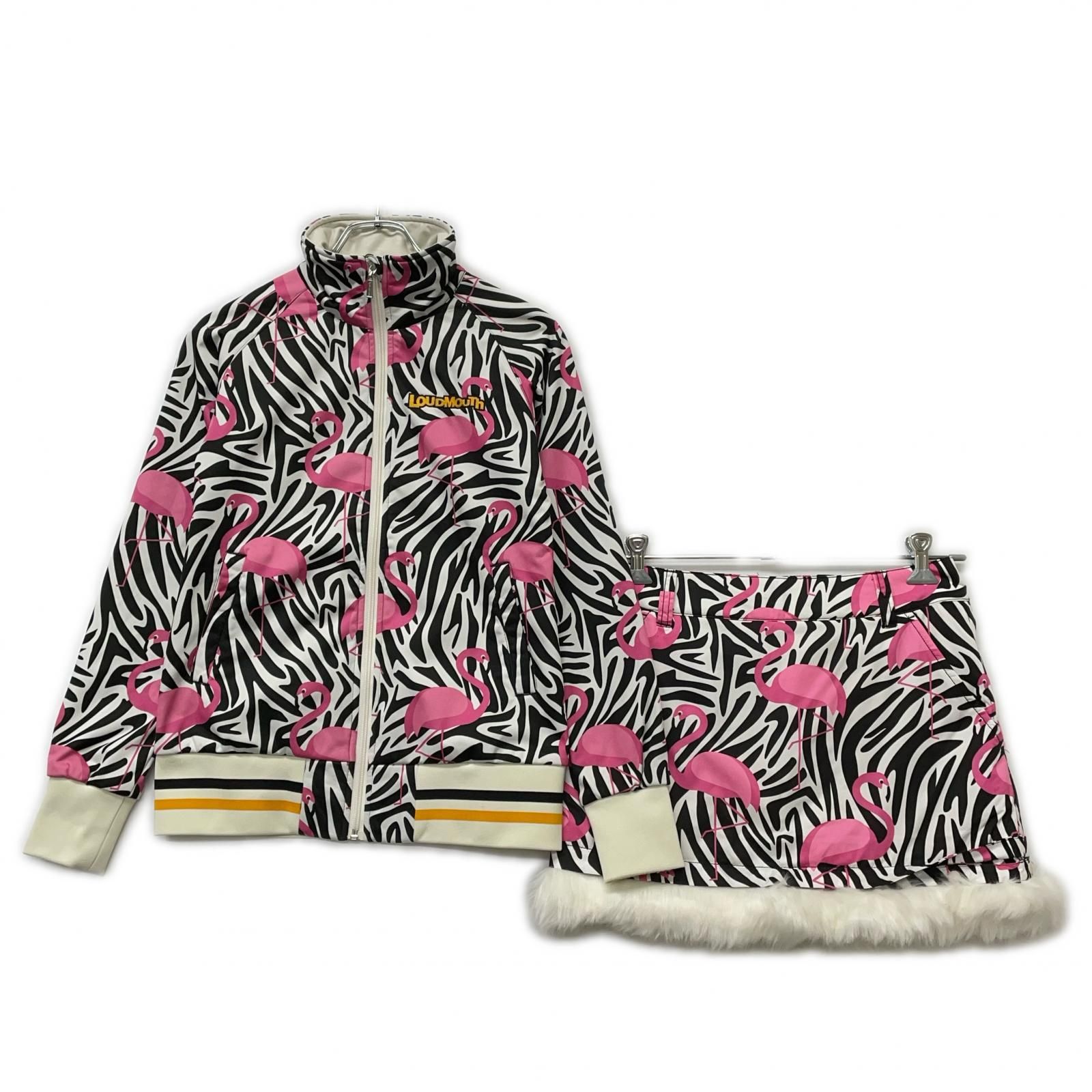 中古 レディース ラウドマウス LOUDMOUTH セットアップ S M 黒×ピンク