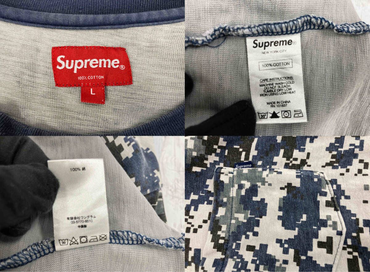 在庫 Supreme シュプリーム 半袖 Tシャツ Lサイズ カモフラ柄 綿100％ 穴