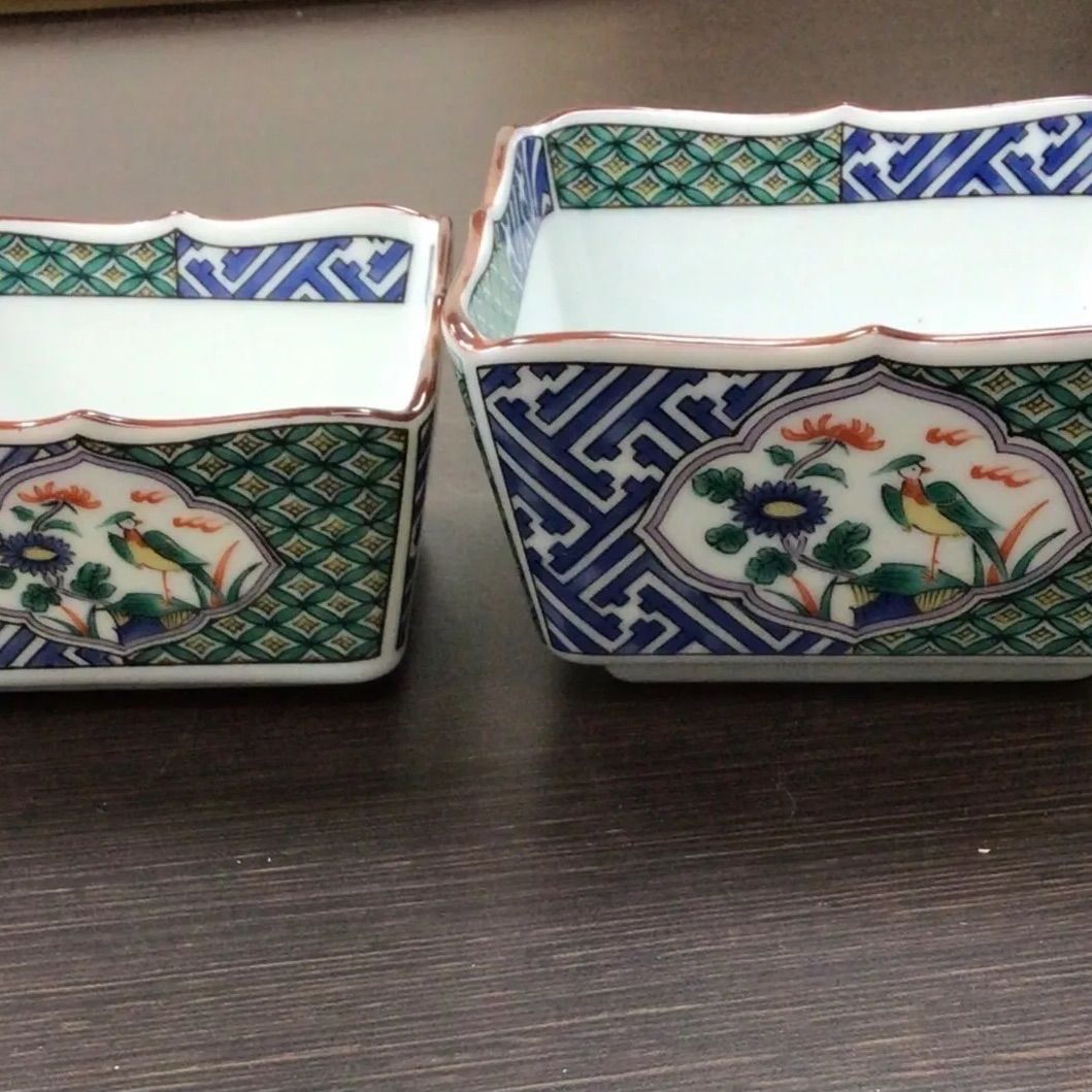 親子鉢 三彩亭 花鳥 九谷焼 龍峰窯 木箱付き 小鉢 中鉢 - メルカリ