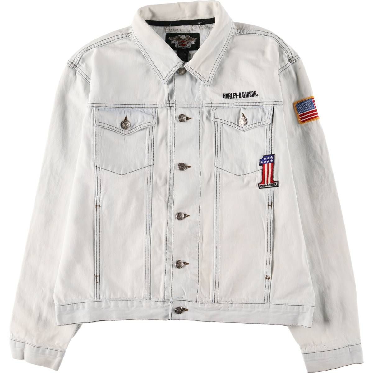 古着 ハーレーダビッドソン Harley-Davidson 星条旗柄 デニム 