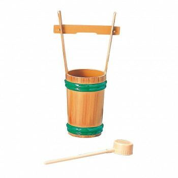 ABS製手桶 ヒシャク付 木目色