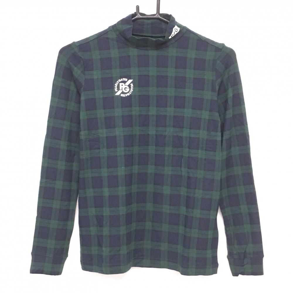 新品】パーリーゲイツ 長袖ハイネックシャツ ネイビー×グリーン