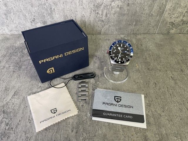 PAGANI DESIGN ﾊﾟｶﾞｰﾆﾃﾞｻﾞｲﾝ 腕時計 ﾘｽﾄｳｫｯﾁ 自動巻き 3針 ｶﾚﾝﾀﾞｰ 200M ｼﾙﾊﾞｰ ﾌﾞﾗｯｸ 33948462