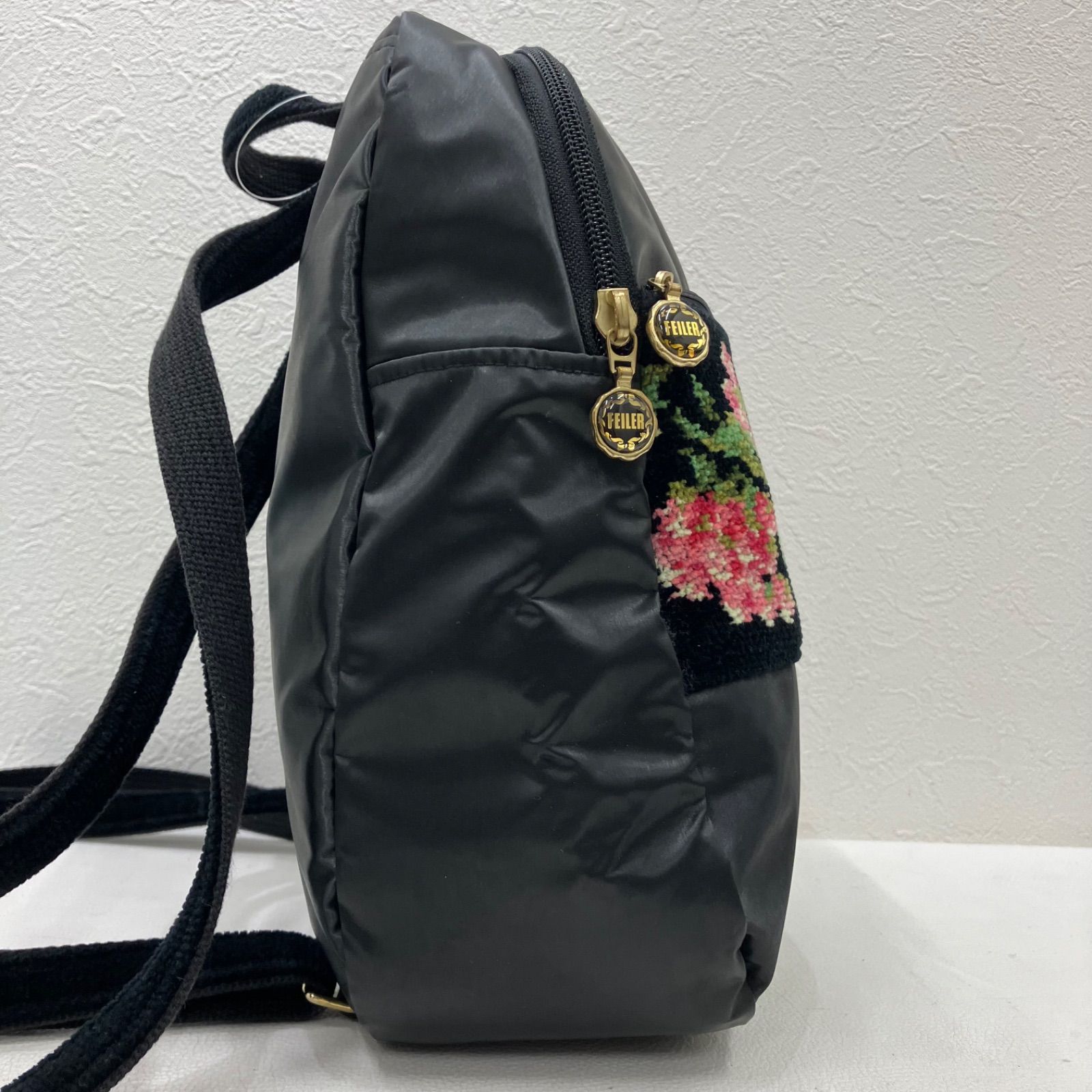 8707 FEILER フェイラー リュック バックパック 花柄 ブラック系 黒