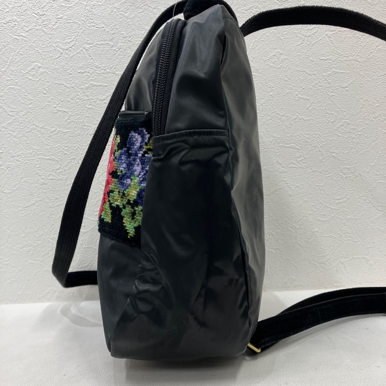 8707 FEILER フェイラー リュック バックパック 花柄 ブラック系 黒