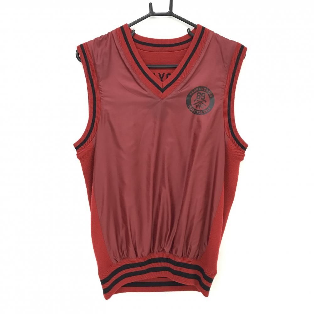 美品】パーリーゲイツ リバーシブルニットベスト レッド×黒 Vネック