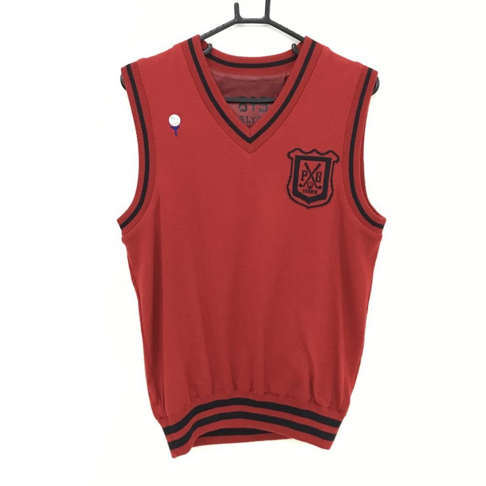 極美品　PEARLY GATES Vネック リバーシブルベスト　4 美品】パーリーゲイツ リバーシブルニットベスト レッド×黒 Vネック