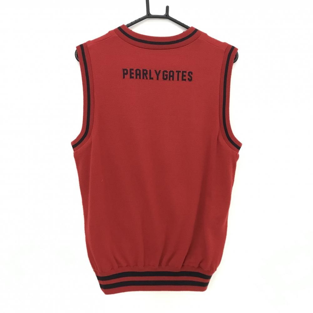 【美品】パーリーゲイツ Vネック ニットベスト 5 ゴルフ 美品】パーリーゲイツ リバーシブルニットベスト レッド×黒 Vネック