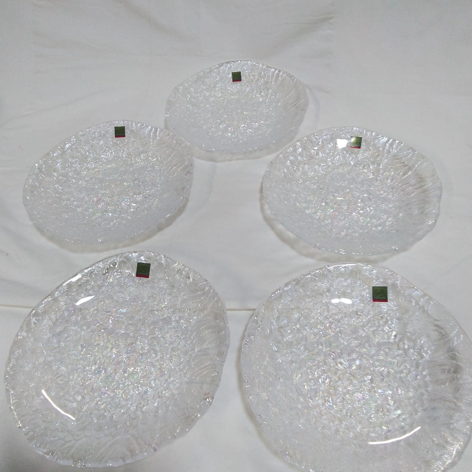 未使用 保谷クリスタル あじさい模様 銘々皿 HOYA クリスタルガラス 5