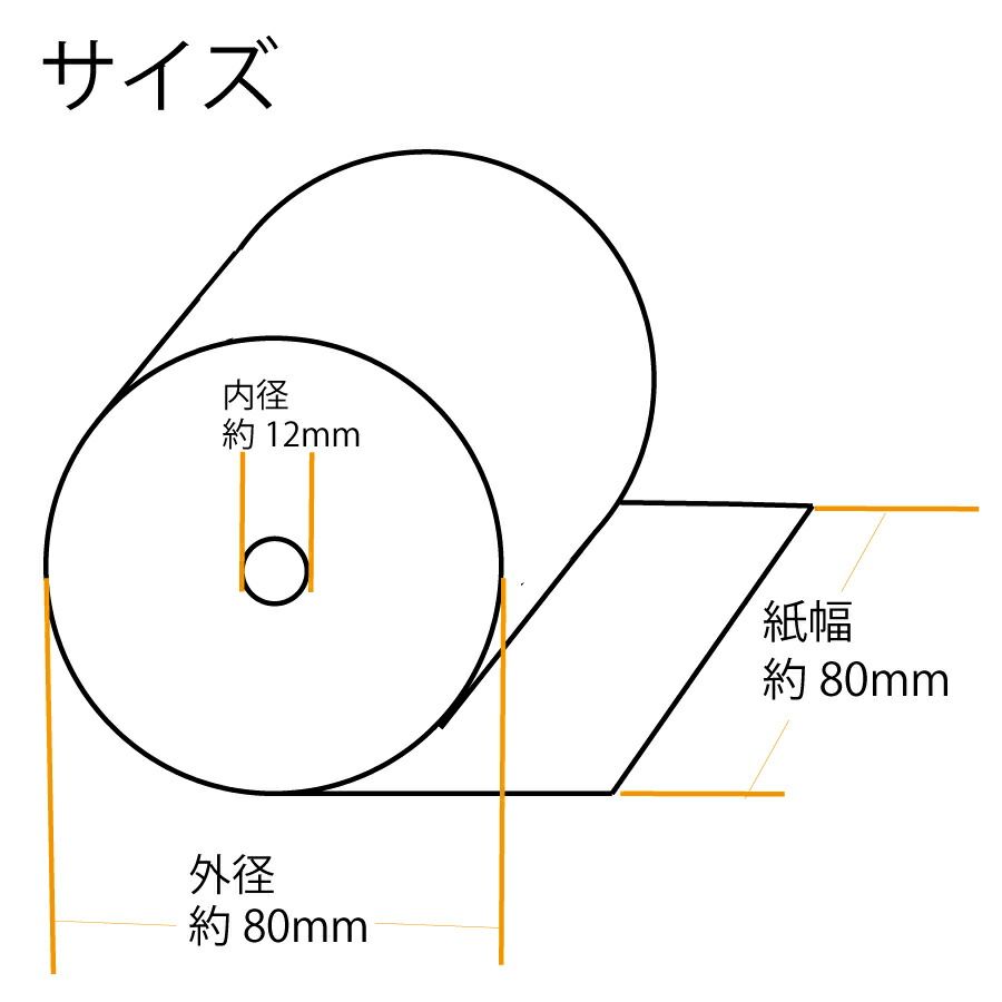 【80巻】 エプソン EPSON TM-T88VII / VI / V TM-T88VI-DT2 対応 ロール紙 感熱紙 レジロール 80×80×12 幅80mm 外径80mm 内径12mm サーマルロール 個包装