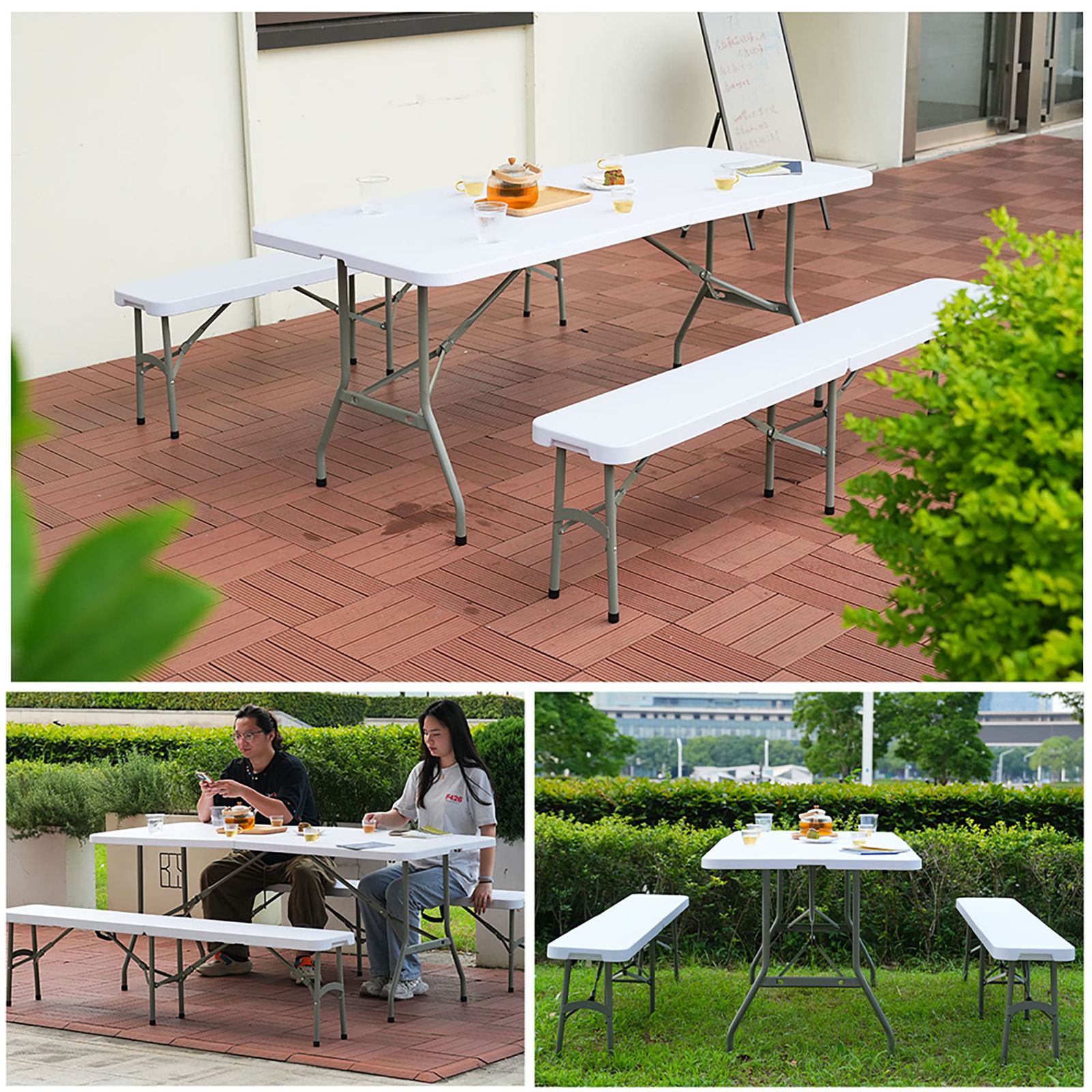 【幅183cm】ワークテーブル ガーデンテーブル 3点セット 屋外用 幅約183cm】ワークテーブル ガーデンテーブル セット 3点セット