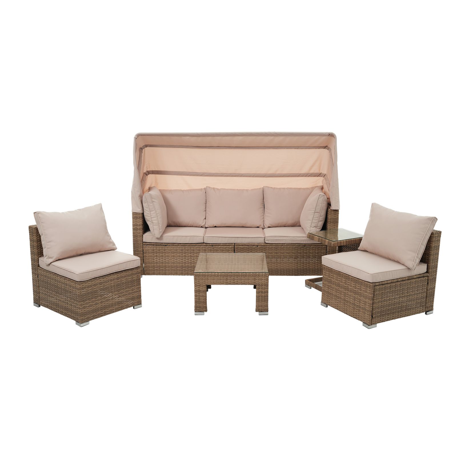 パラソル付き ガーデンファニチャー 5点 ラタン調 ガーデン テーブル チェア Amazon.co.jp: ガーデンテーブルセット ガーデンチェアセット ガーデン