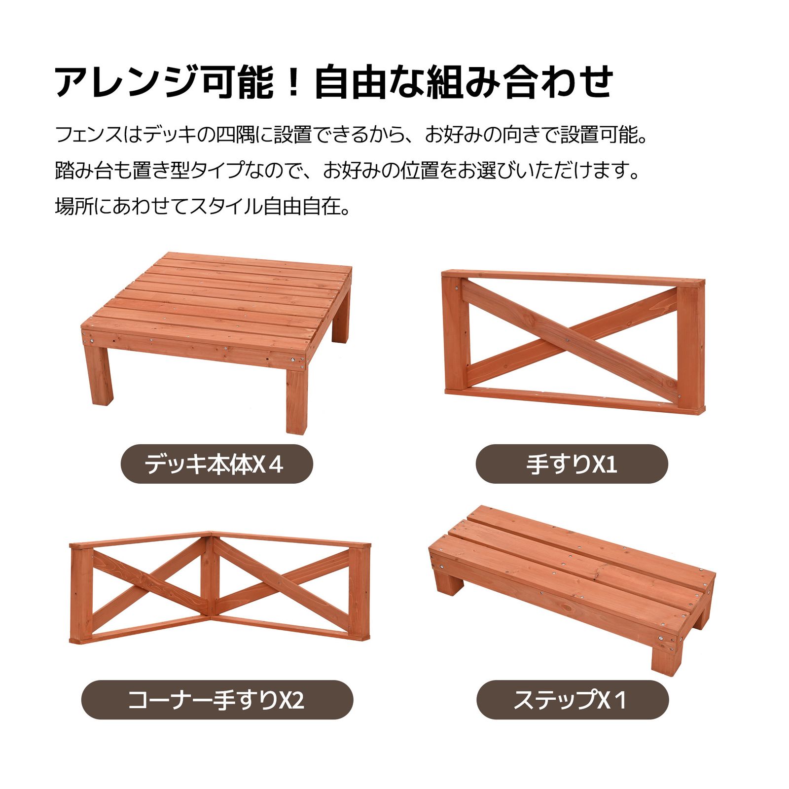 再入荷予定」ウッドデッキ 天然木 キット 8点セット1坪 ウッドパネル