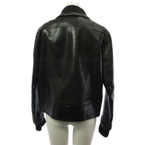 ジバンシィ GIVENCHY ラムレザー ジャケット ダブル リブ切替 ブラック