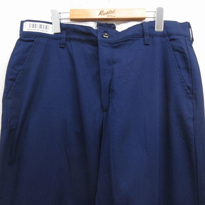 W37/古着 レッドキャップ ワーク パンツ メンズ リフレクター 紺 25dec01
