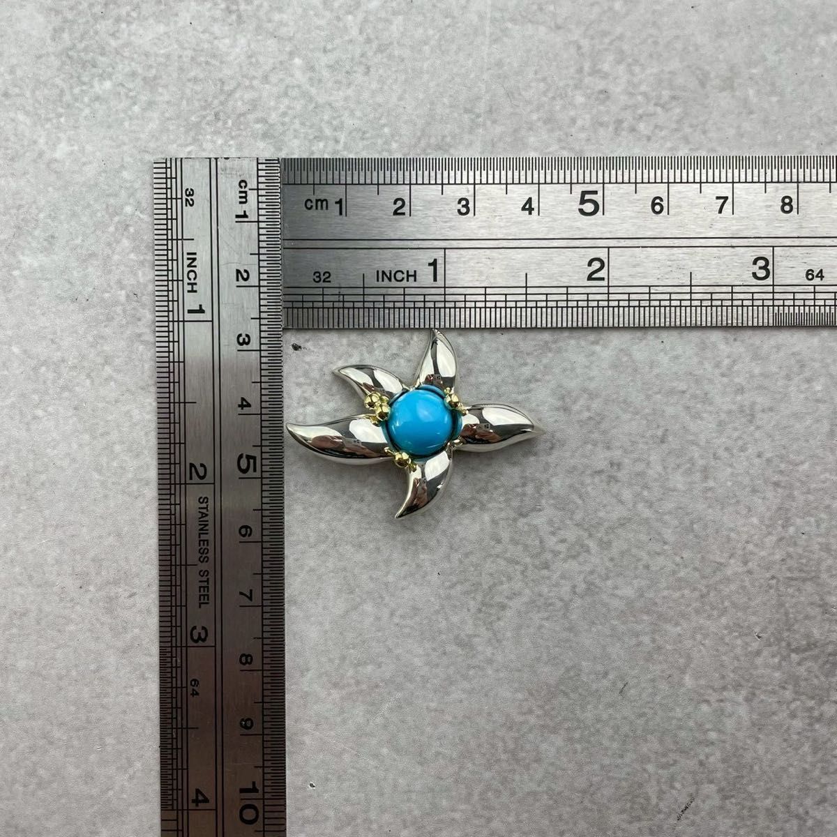 オールドティファニー 希少 ターコイズ スターフィッシュ ブローチ