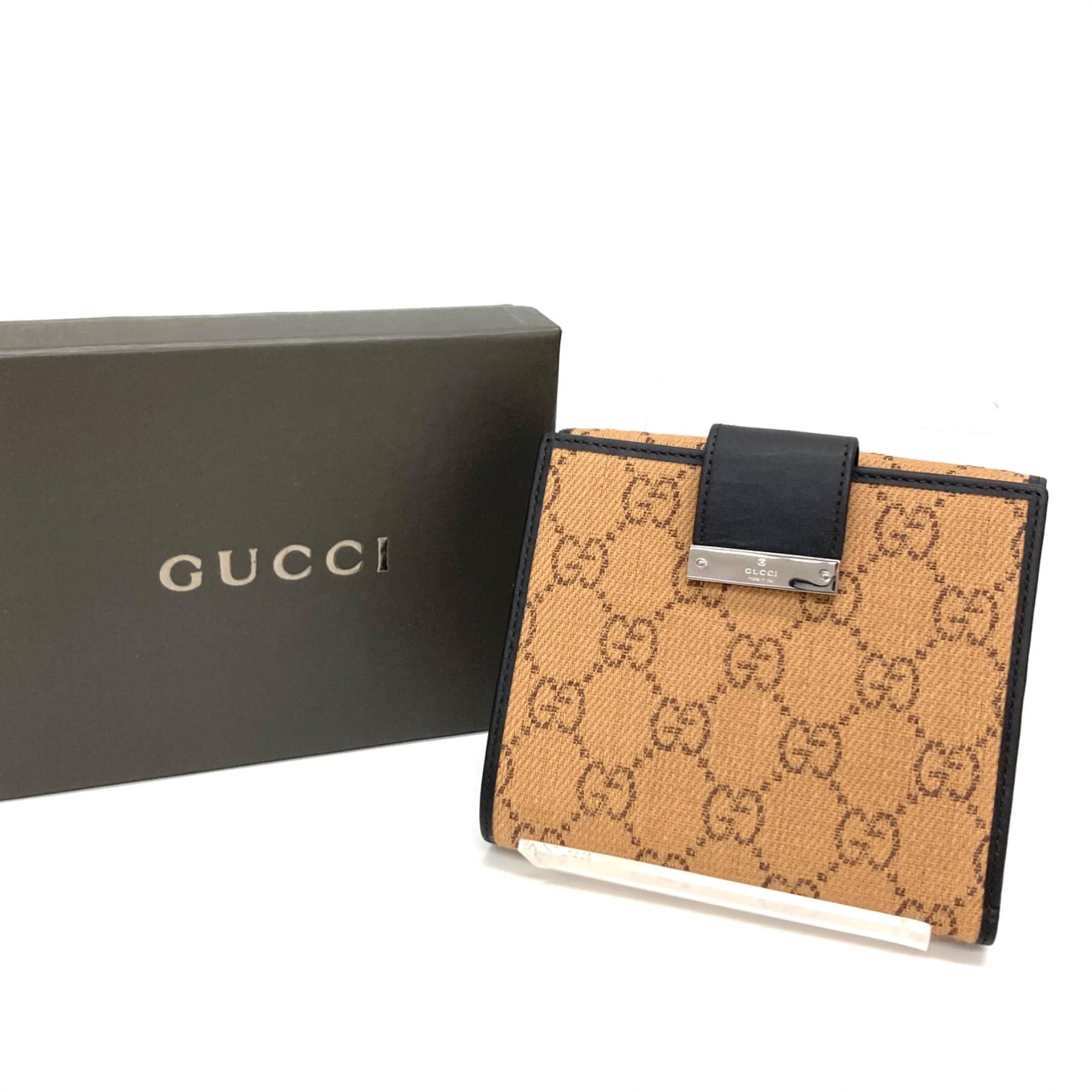 GUCCI GGキャンバス Ｗホック財布 箱無し ◇GUCCI◇グッチ GGキャンバス 二つ折り財布 Wホック ベージュ