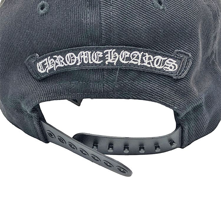 Chrome heartsブラック クロス刺繍 ベースボールキャップ Chrome Hearts クロムハーツ CHプラスホースシュー刺繍 クロスボール