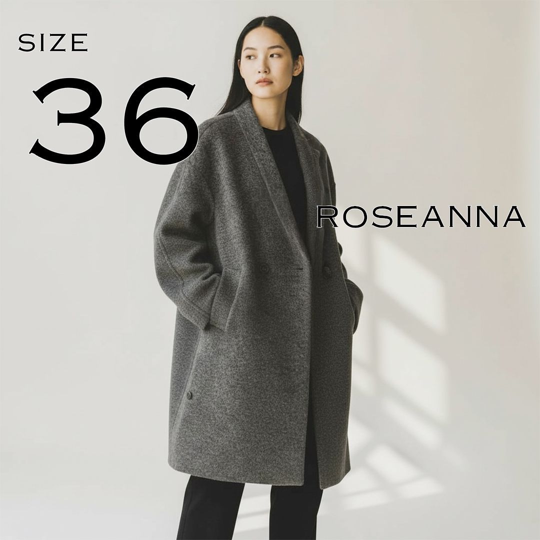 美品】ROSEANNAローズアンナ ブルガリア製ウール混キモノカラーコート 