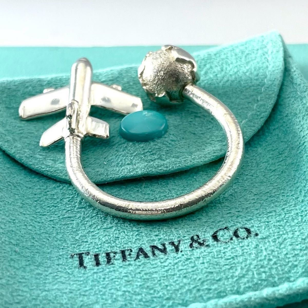 ティファニー 飛行機 地球儀 キーリング キーホルダー シルバー YQ14fe