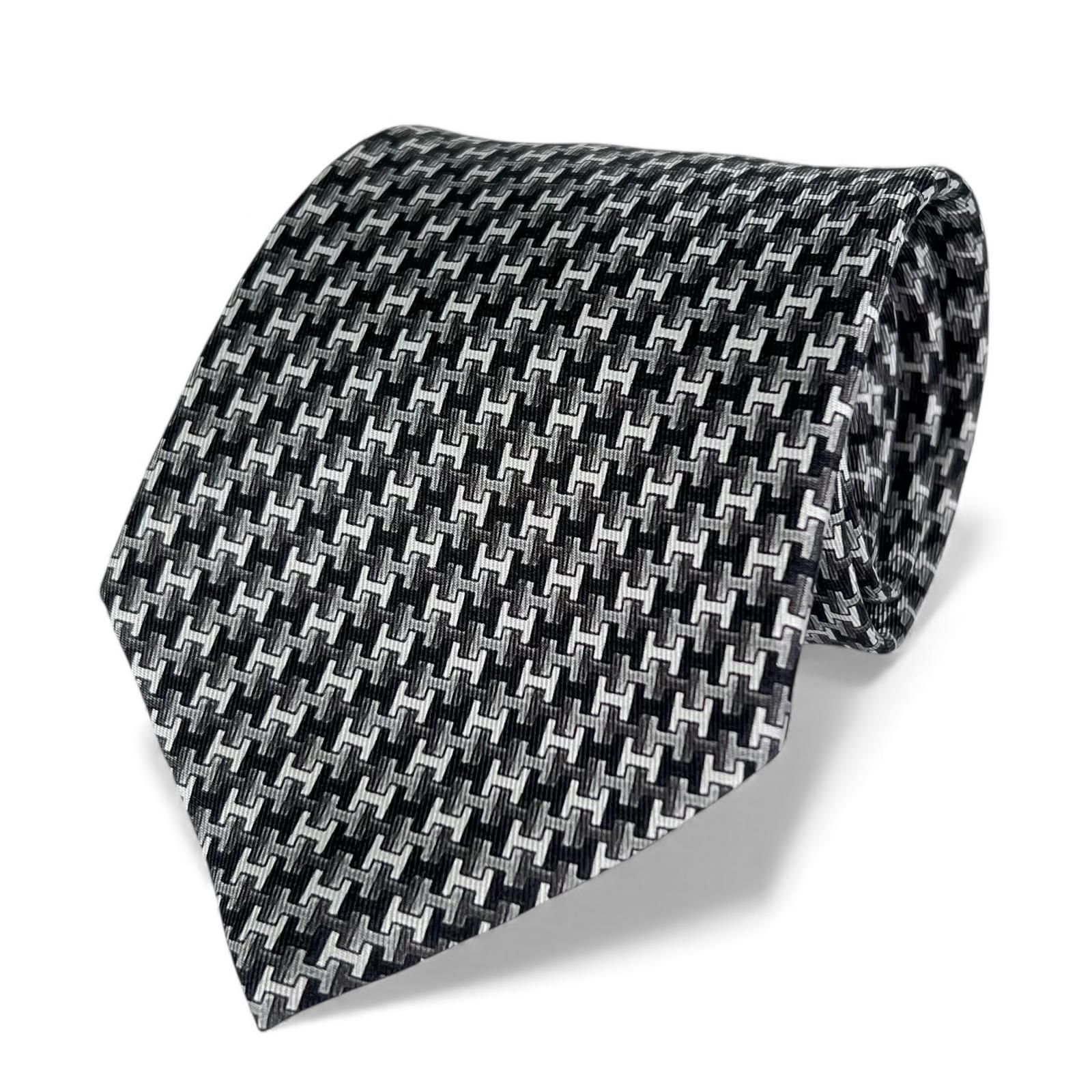 ✨未使用✨HERMES エルメス ネクタイ 小紋柄 総柄 チャコールグレー