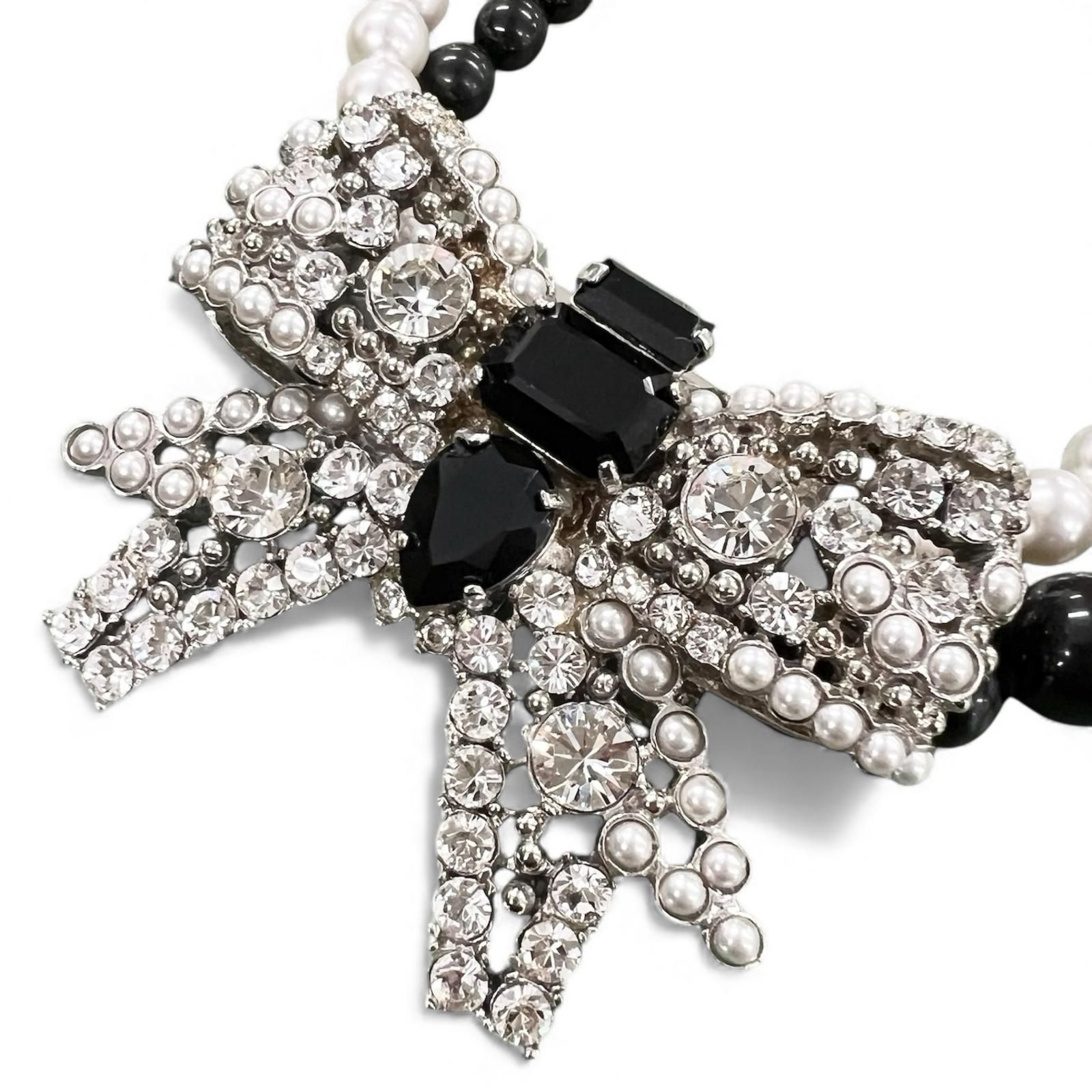 美品△Miu Miu ミュウ ミュウ ビッグリボン ビジュー フェイクパール