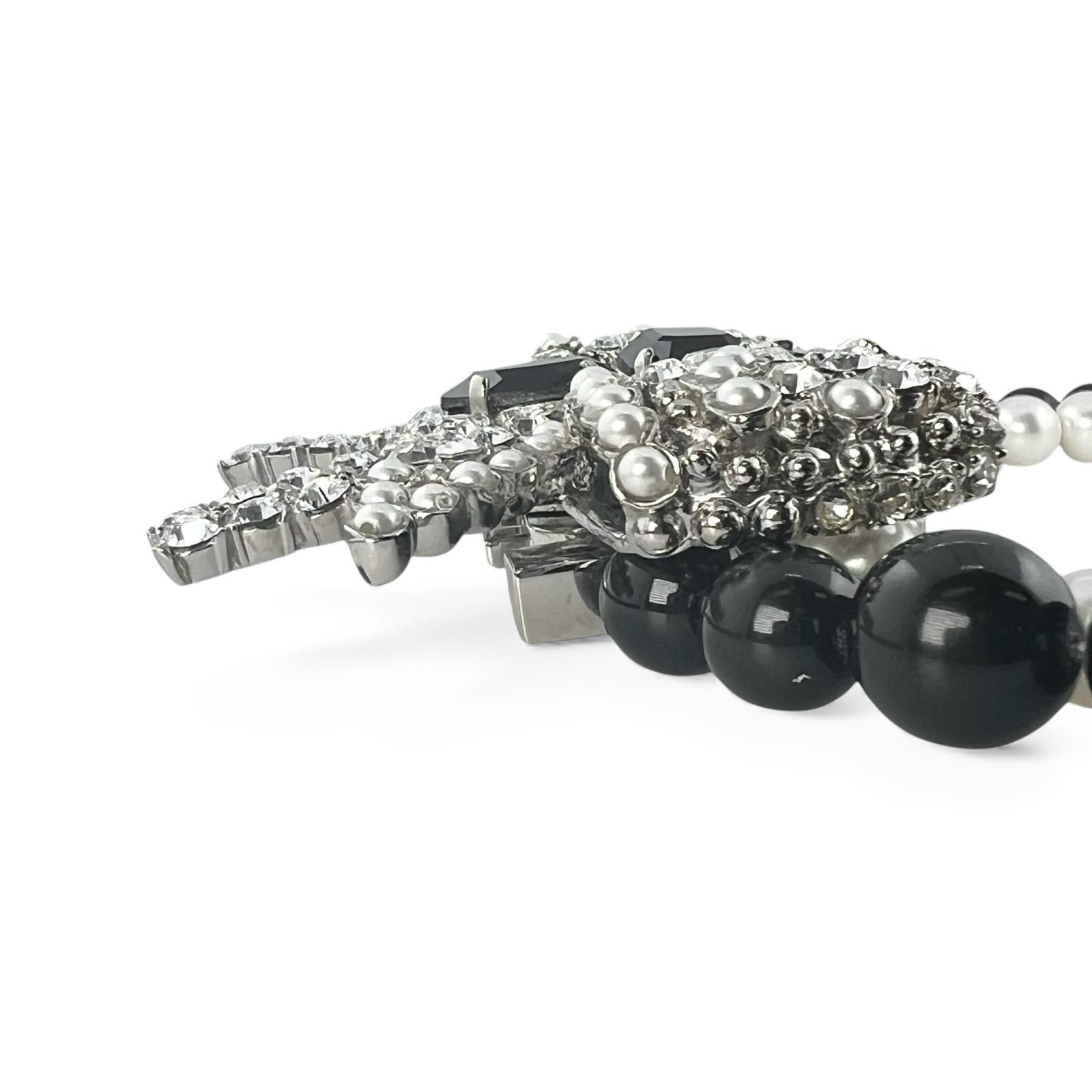 美品△Miu Miu ミュウ ミュウ ビッグリボン ビジュー フェイクパール