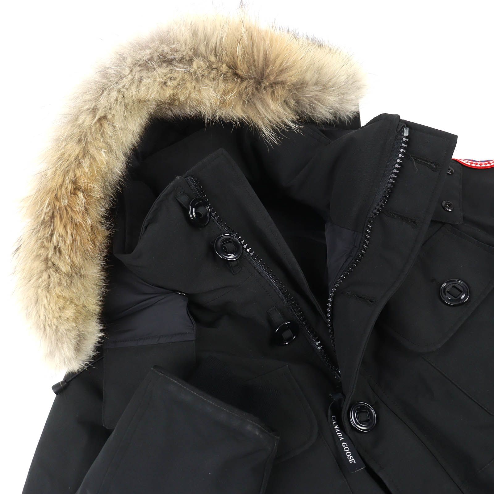 【最高級・美品】カナダグース ラッセルパーカ ワッペンロゴ ダウンジャケット 黒 良品△CANADA GOOSE カナダグース 2301JM RUSSELL PARK ラッセル