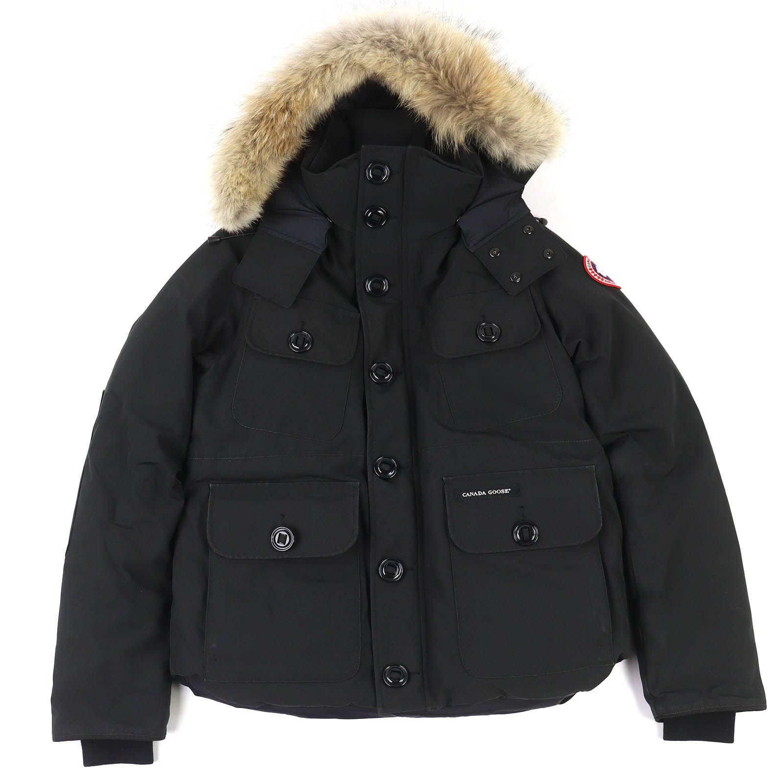 【最高級・美品】カナダグース ラッセルパーカ ワッペンロゴ ダウンジャケット 黒 良品△CANADA GOOSE カナダグース 2301JM RUSSELL PARK ラッセル