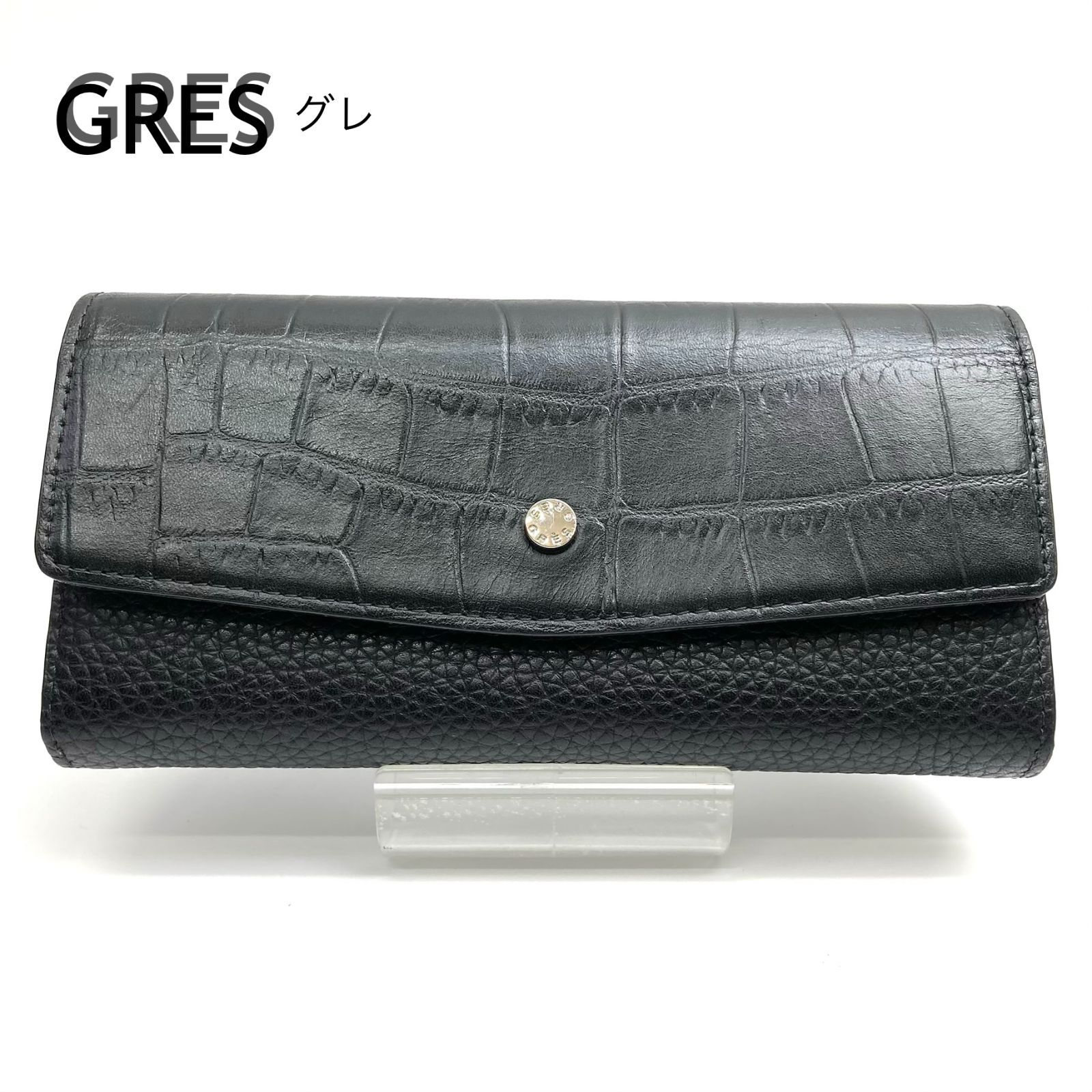 t) GRES グレ クロコダイル 長財布 ブラック CROCODILE ウォレット 