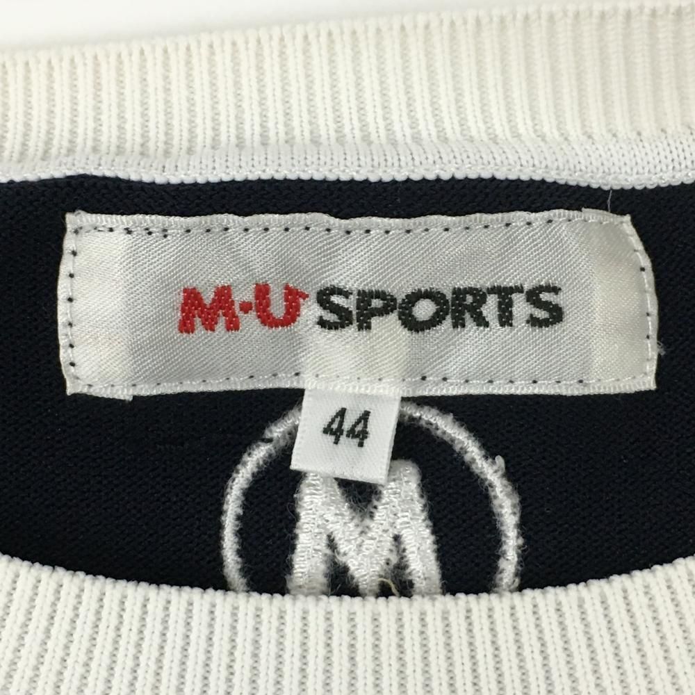 美品】MUスポーツ ニットベスト ネイビー×白 犬 レディース 44(XL
