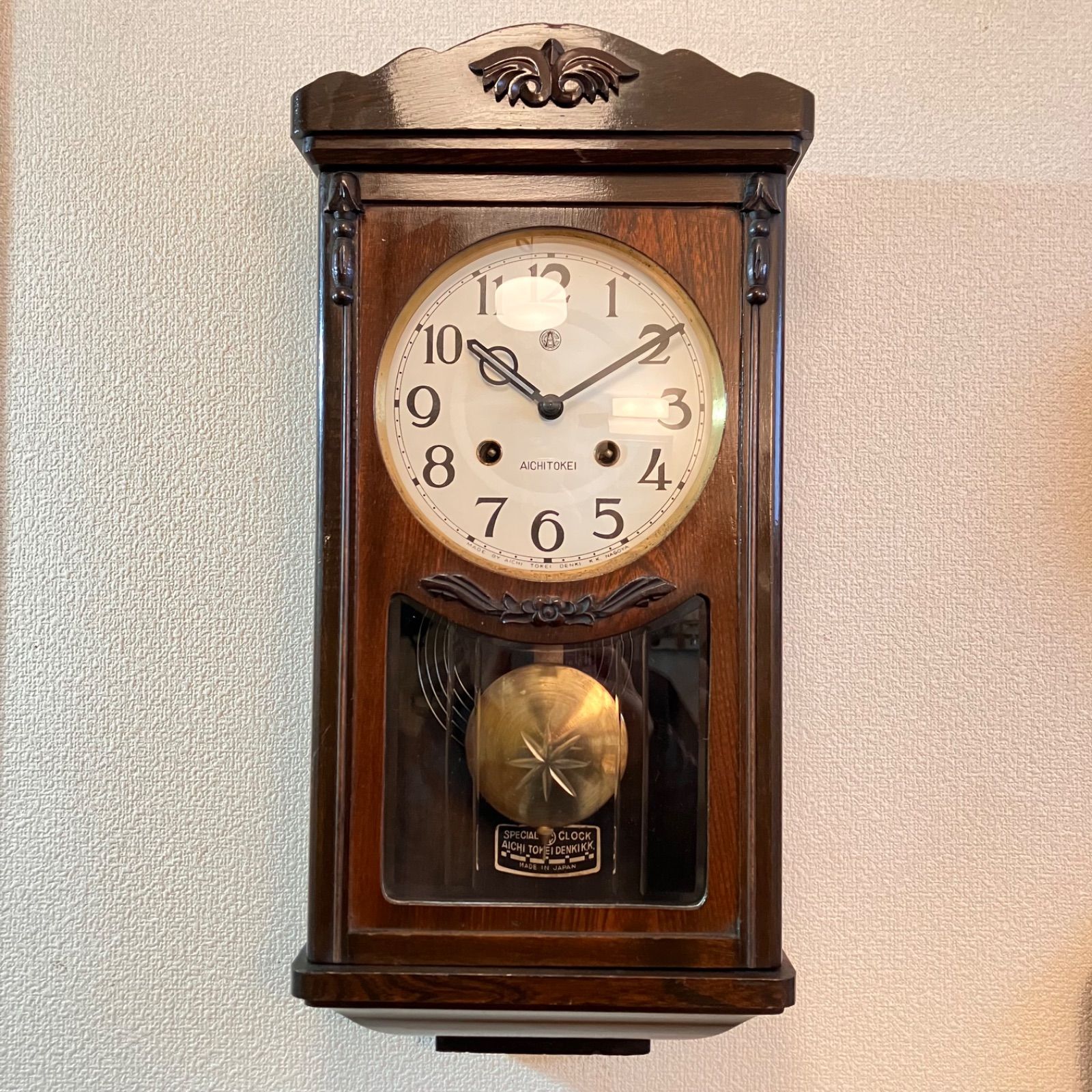 昭和レトロ 昭和30年代 愛知時計 宮型ボンボン時計 オーバーホール整備