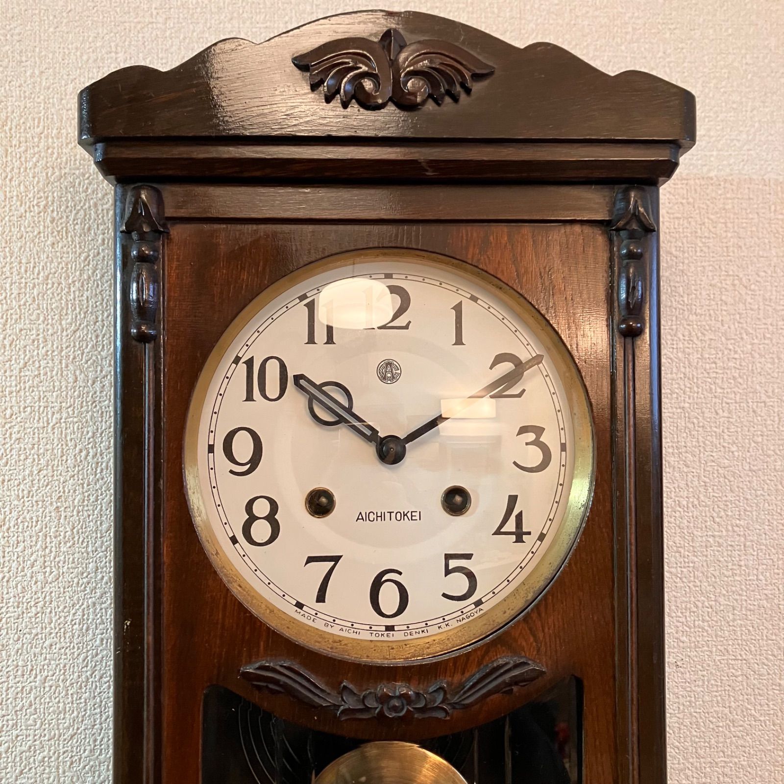 昭和レトロ 昭和30年代 愛知時計 宮型ボンボン時計 オーバーホール整備