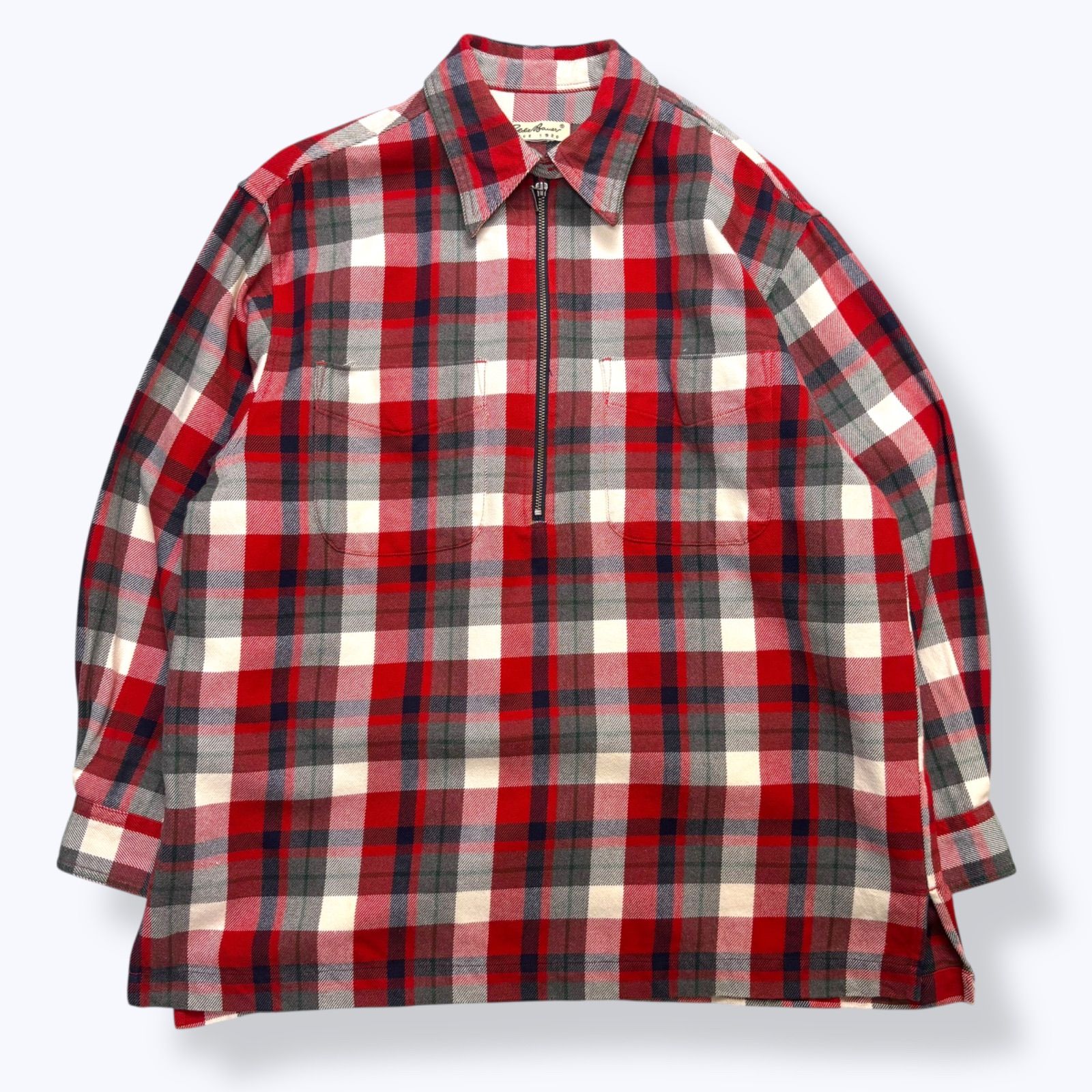 90s Eddie Bauer 良配色 チェック ハーフジップ シャツ 古着 90s Eddie Bauer Half Zip Check Shirts 90年代 エディーバウアー
