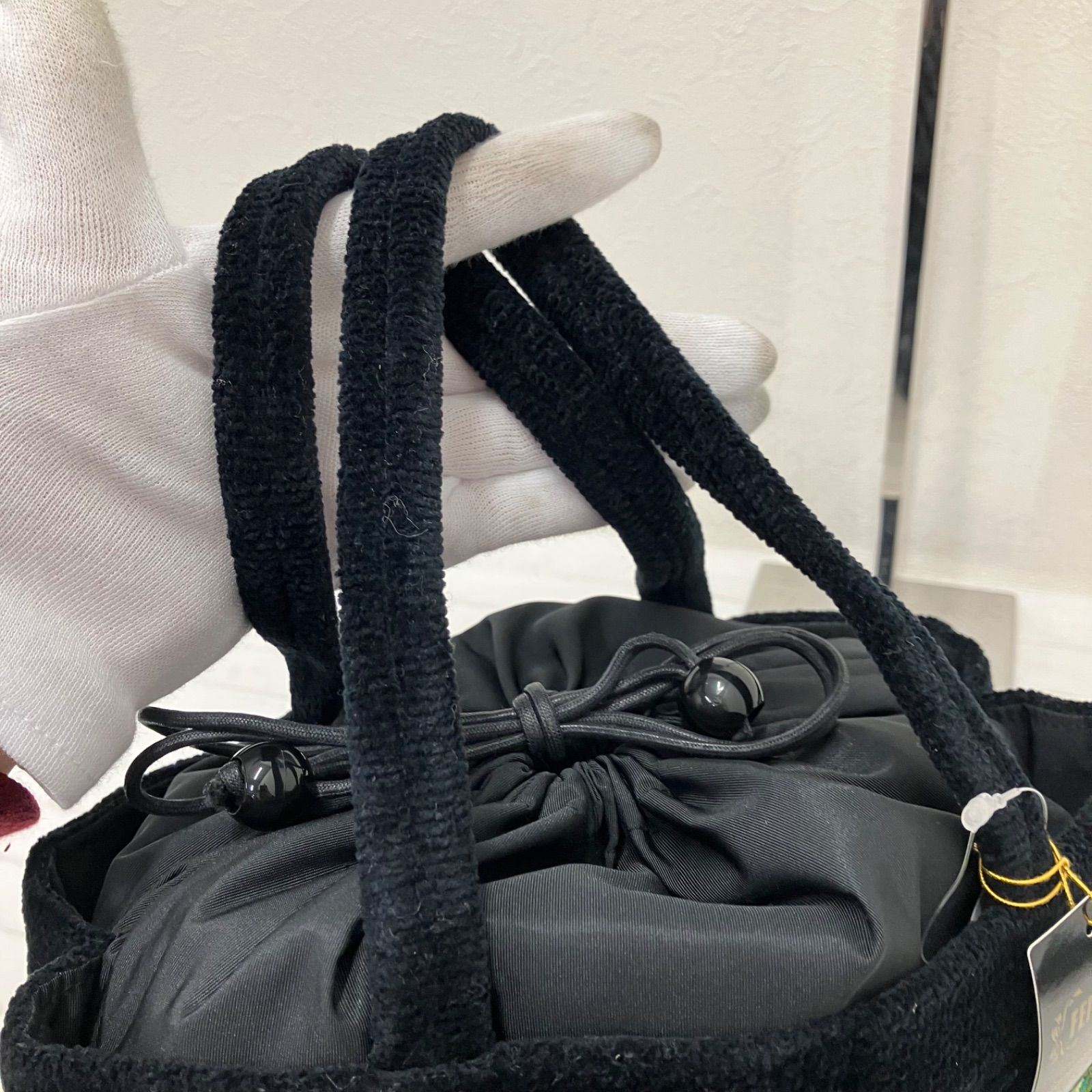 フェイラー　巾着型ミニバッグ 8681 良品 FEILER フェイラー ハンドバッグ ミニバッグ 花柄 パンジー