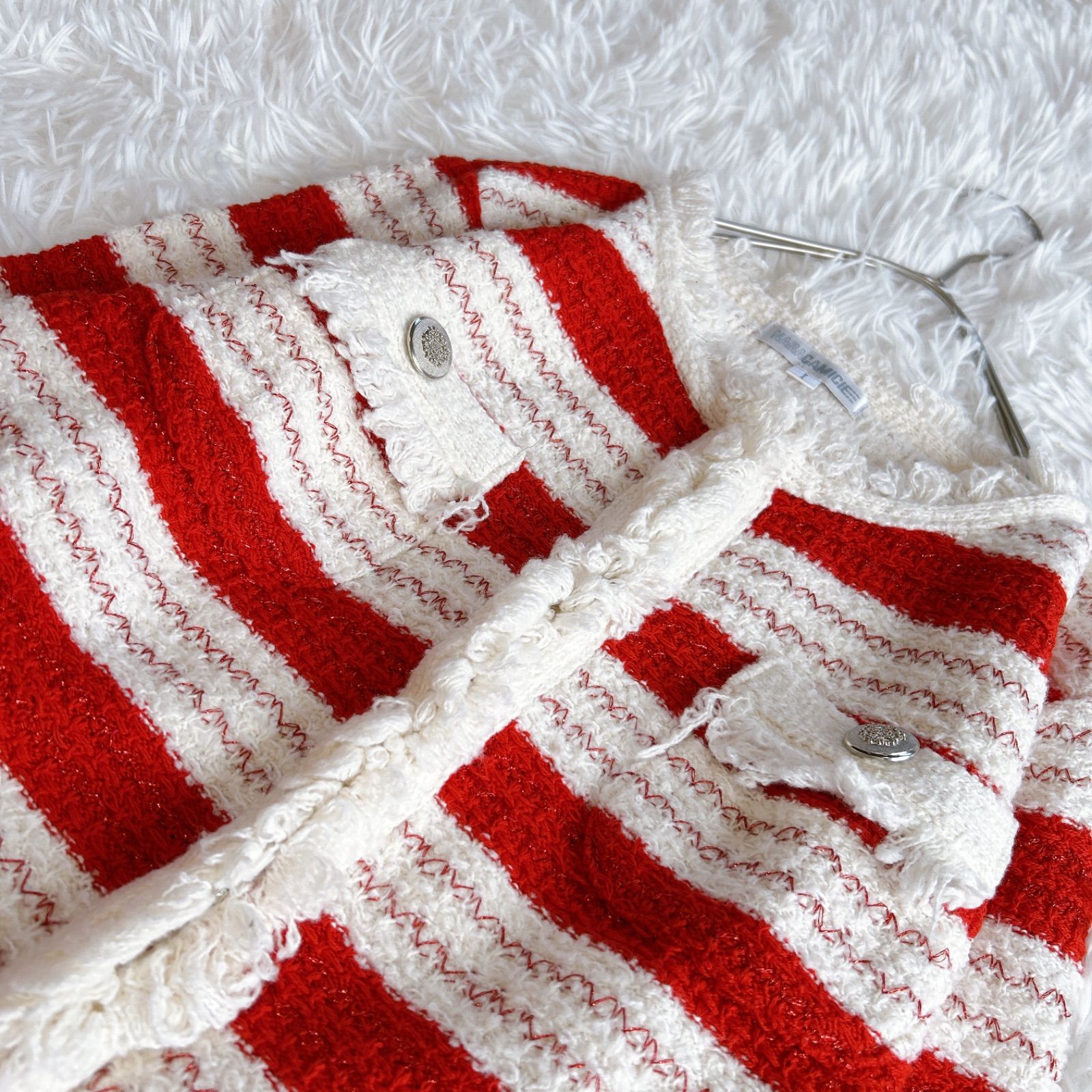 NARACAMICIE/ナラカミーチェ】ノーカラーツィードジャケット フランジ