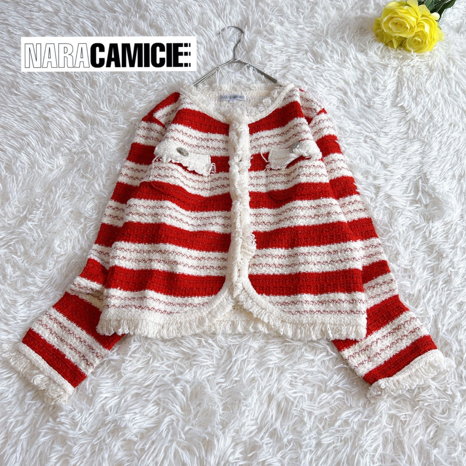 NARACAMICIE/ナラカミーチェ】ノーカラーツィードジャケット フランジ