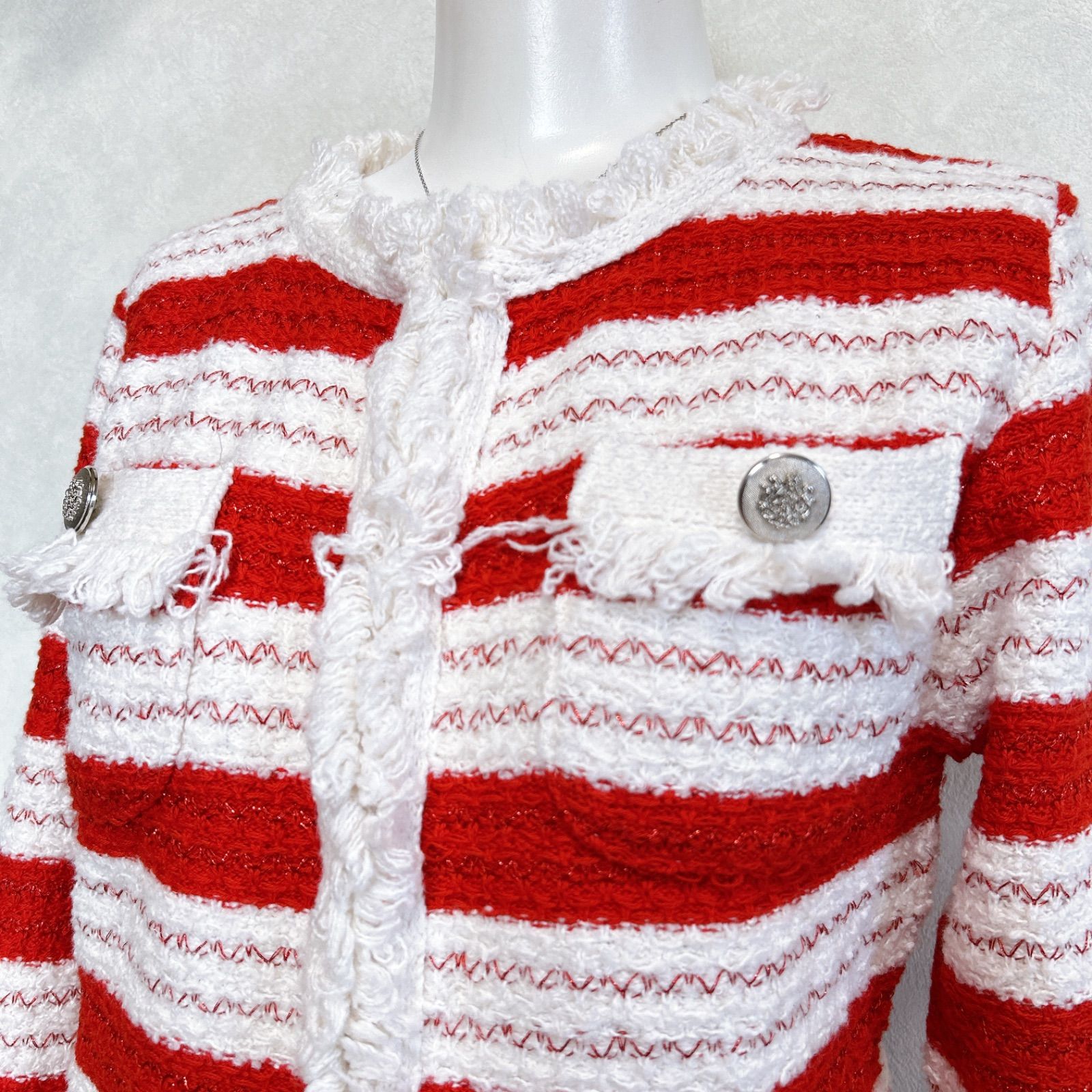 NARACAMICIE/ナラカミーチェ】ノーカラーツィードジャケット フランジ