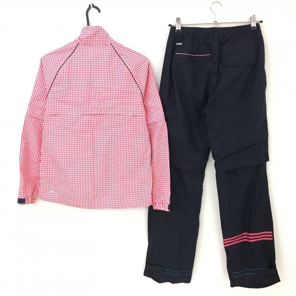 アディダス レインウェア(2WAYジャケット×パンツ) レッド×白 チェック