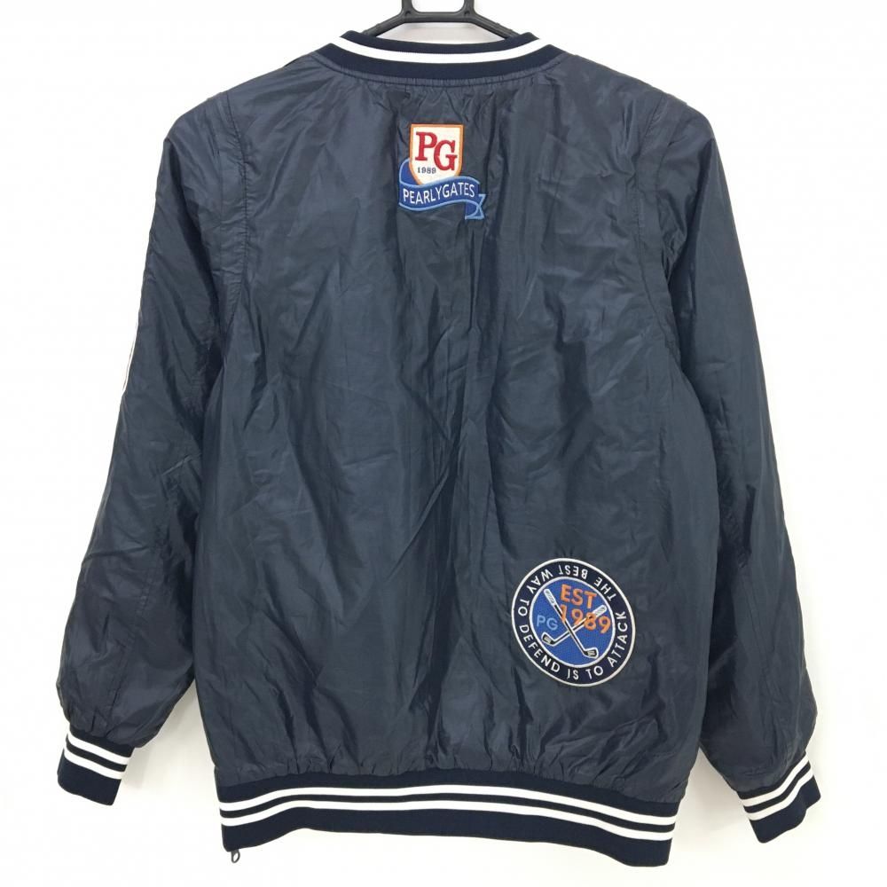 パーリーゲイツ 中綿リバーシブルスニード ネイビー 裏レッド 袖着脱可