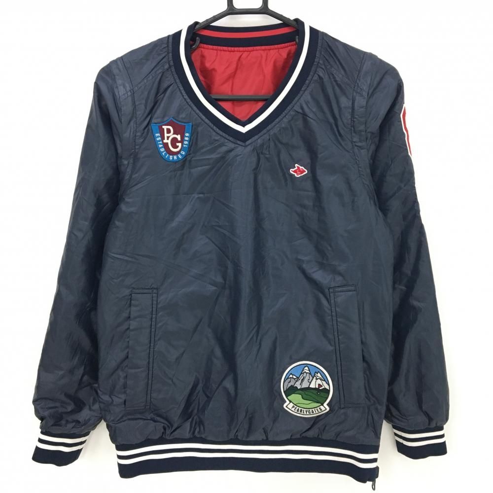 パーリーゲイツ 中綿リバーシブルスニード ネイビー 裏レッド 袖着脱可