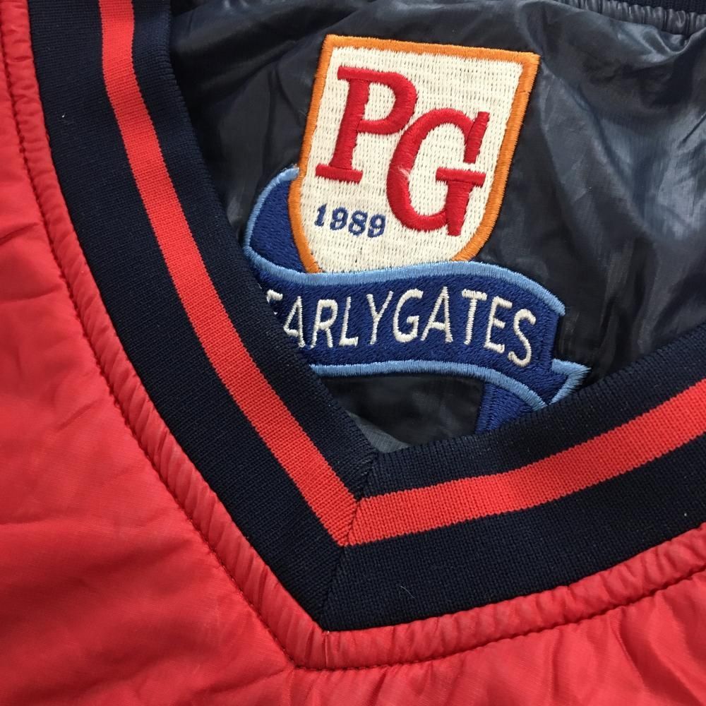 パーリーゲイツ 中綿リバーシブルスニード ネイビー 裏レッド 袖着脱可