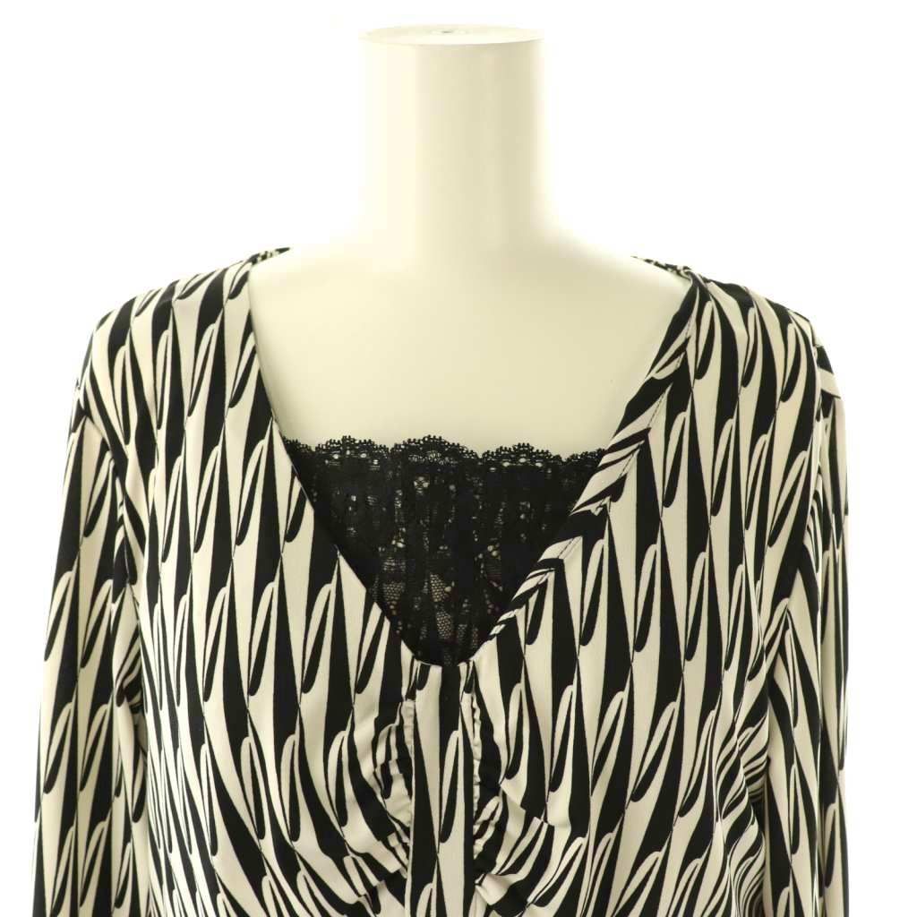 スーパービューティ Super Beauty 柄 長袖ワンピース 42 ブラック