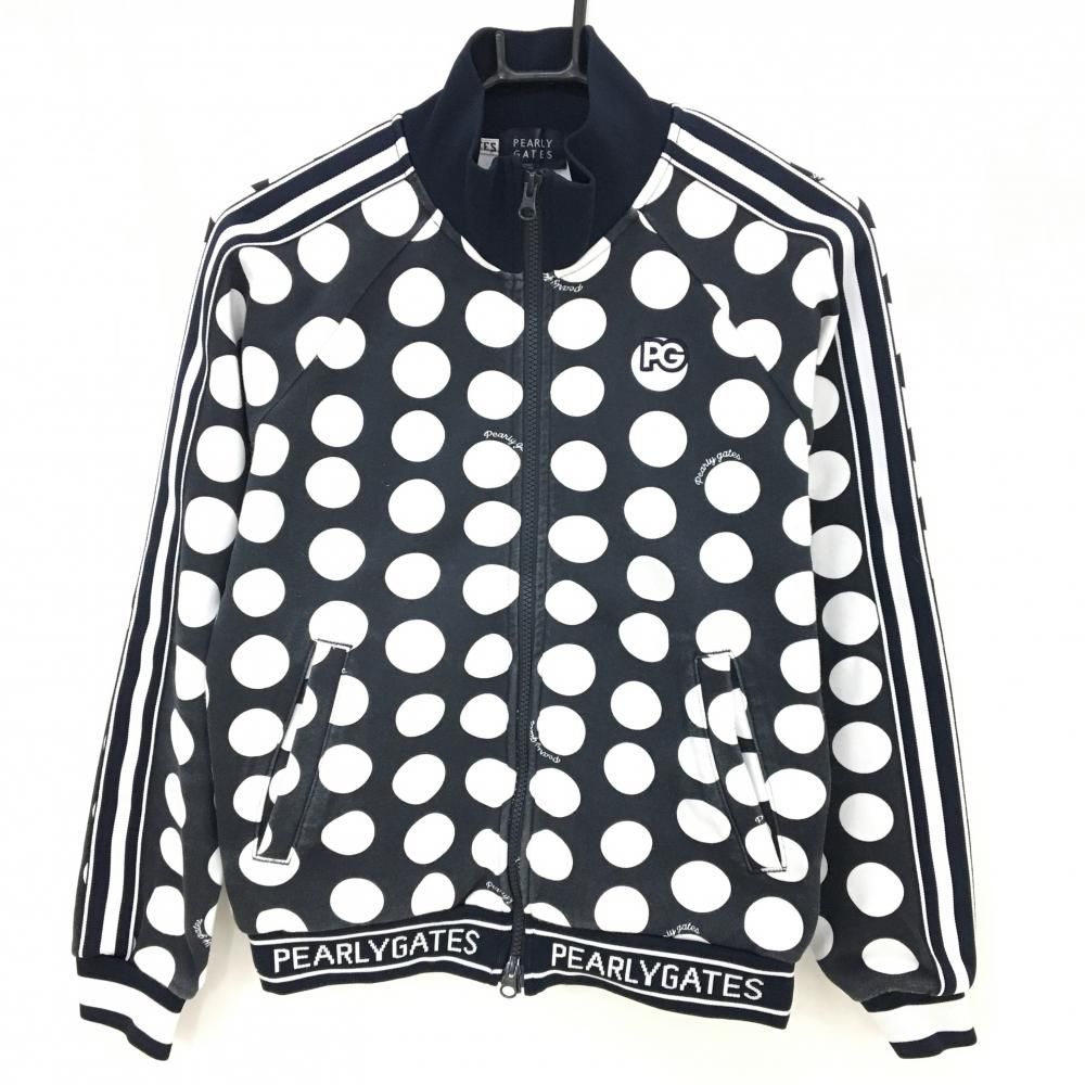 パーリーゲイツ ジャケット ネイビー×白 ドット 裏微起毛 レディース 0