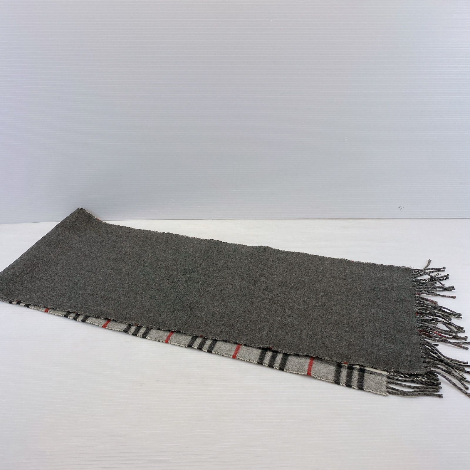 □Burberrys バーバリー カシミヤ 100% マフラー グレー系 チェック