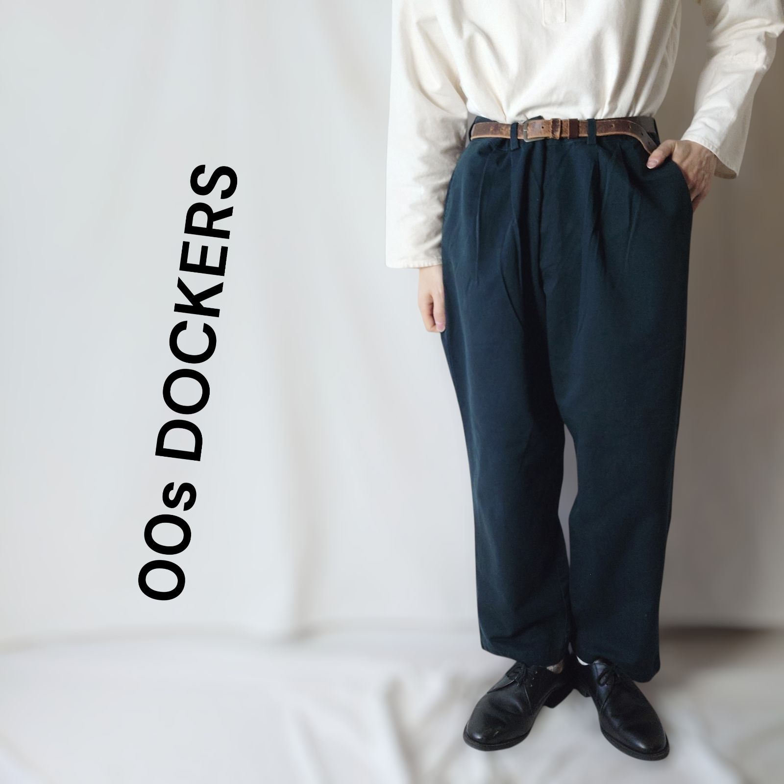2002年製】DOCKERS ドッカーズ ツータック チノパン ブラックネイビー