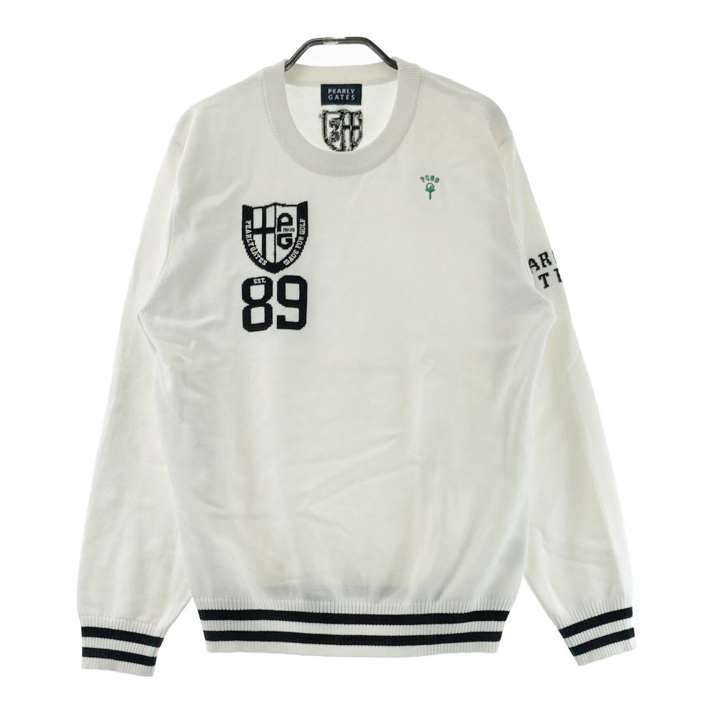 パーリーゲイツ　総ロゴ　ニット　サイズ4 ゴルフウェア サイズ：4 PEARLY GATES パーリーゲイツ ニット セーター ホワイト系