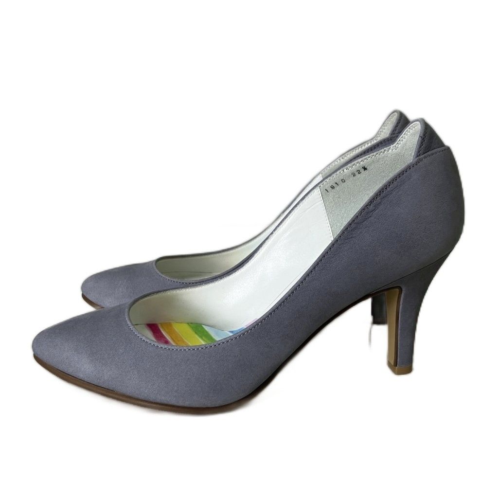 銀座かねまつ GINZA Kanematsu 晴雨兼用 パンプス ヒール 22.5 ブルー